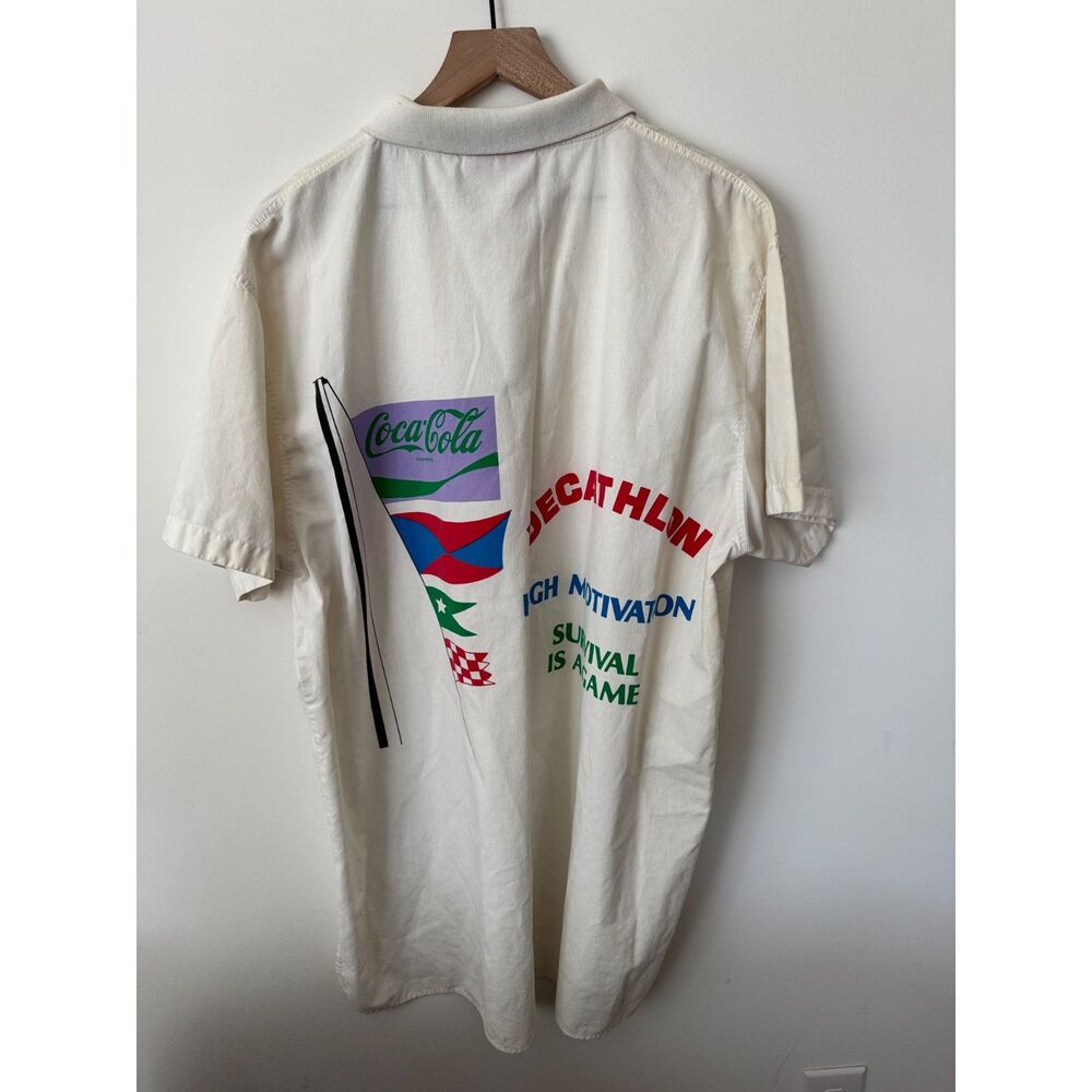 VINTAGE 1980's Coca Cola Decathlon Survival Game Shirt Large